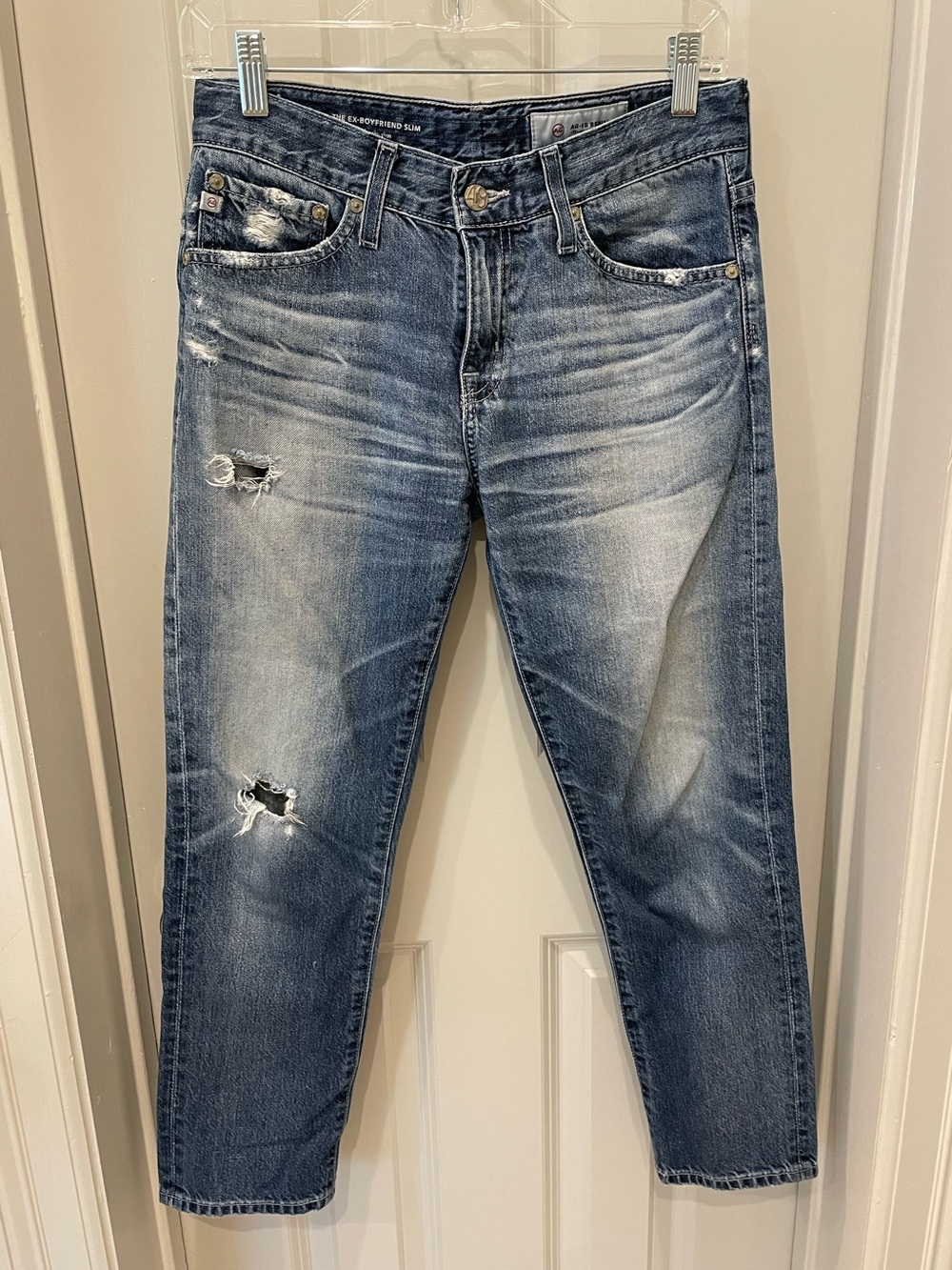 Ag Adriano Goldschmied Women's Slim Distressed Blue Jeans